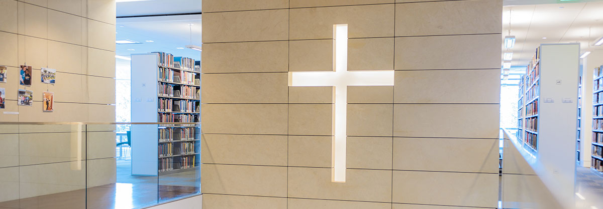 Cross in the library.